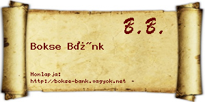 Bokse Bánk névjegykártya